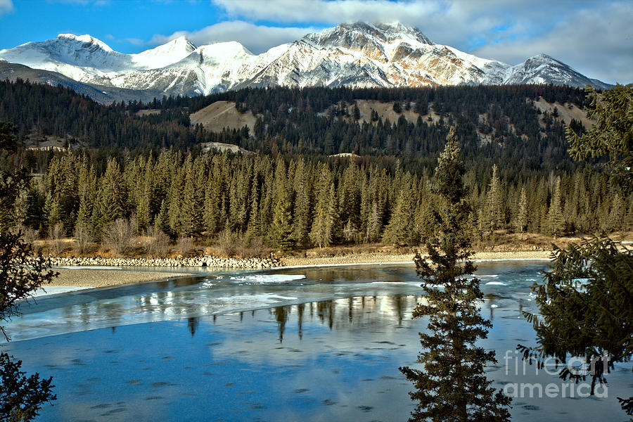 Icy Jasper Mountain Reflections Photograph by Adam Jewell