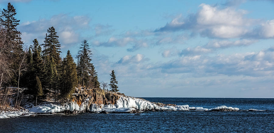 Winter Photograph - Icy Lake Superior Shoreline by Paul Freidlund