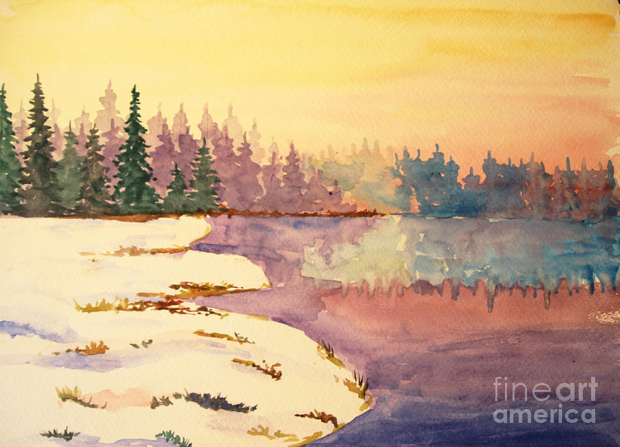 Icy Lake Painting by Tina Agnes - Fine Art America