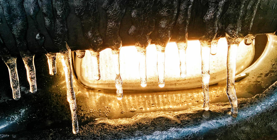 Icy Leather Look Driving Light Photograph by Robert Knight