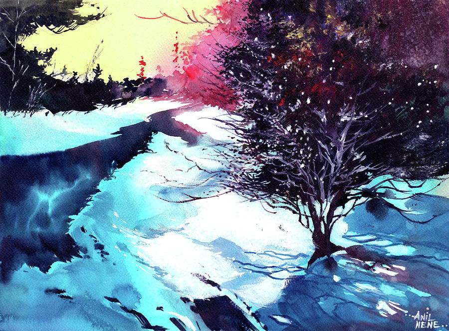 Icy morning Painting by Anil Nene