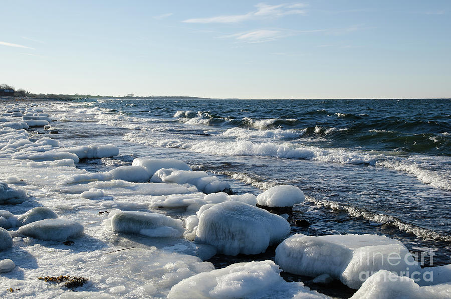 Icy Rocks By The Coast Photograph