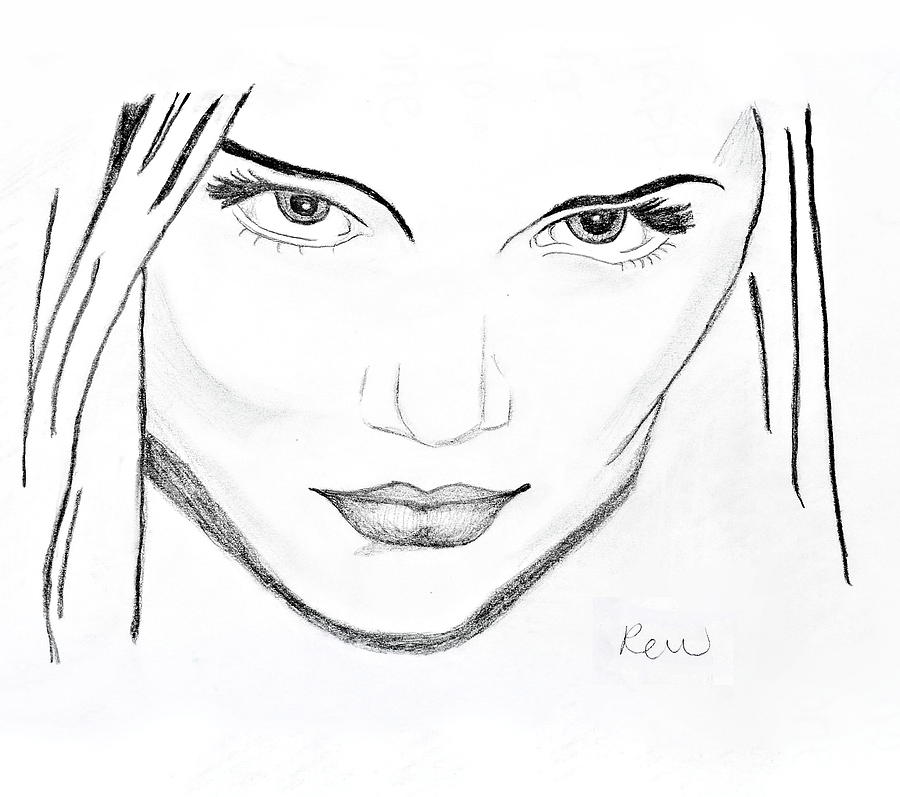 Icy stare Drawing by Rebecca Wood