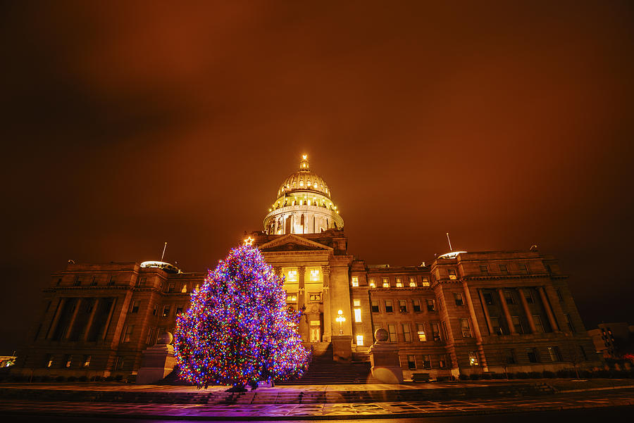Idaho Capitol in Christmas  Photograph by Vishwanath Bhat