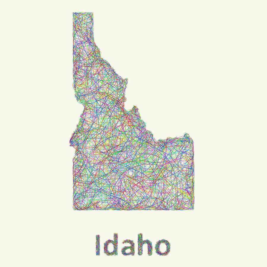 Idaho Map Digital Art - Idaho line art map by David Zydd