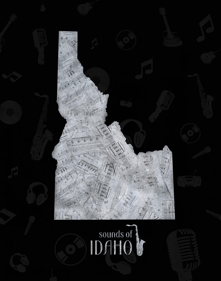 Idaho Map Music Notes 2 Digital Art
