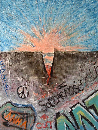 Ideals of Democracy Split the Iron Curtain Mixed Media by Banning Lary