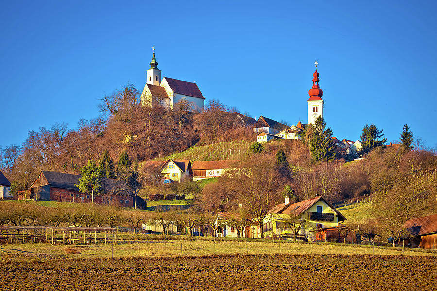 Idyllic austrian village of Straden on green hill view Photograph by Brch Photography