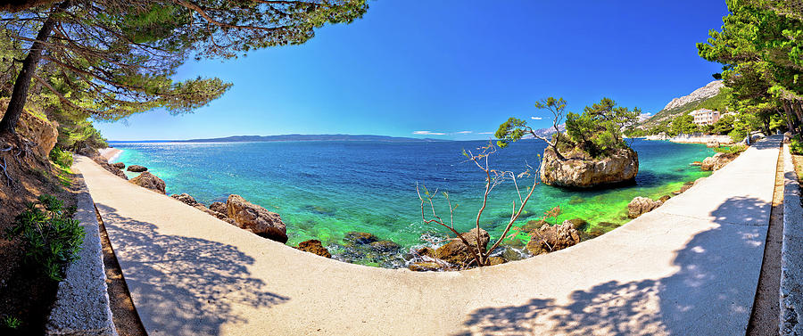 Idyllic islet on Punta Rata beach in Brela panoramic view Photograph by Brch Photography