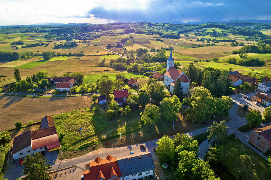 Idyllic rural Croatia village aerial view Photograph by Brch Photography