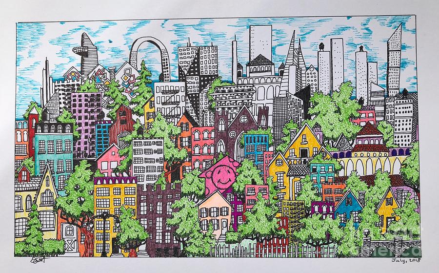 Tree Drawing - If Brooklyn were New Orleans by Darrin Pruitt
