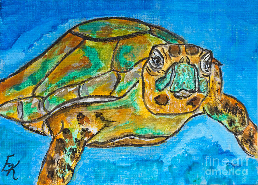 If I Were A Sea Turtle Painting by Ella Kaye Dickey