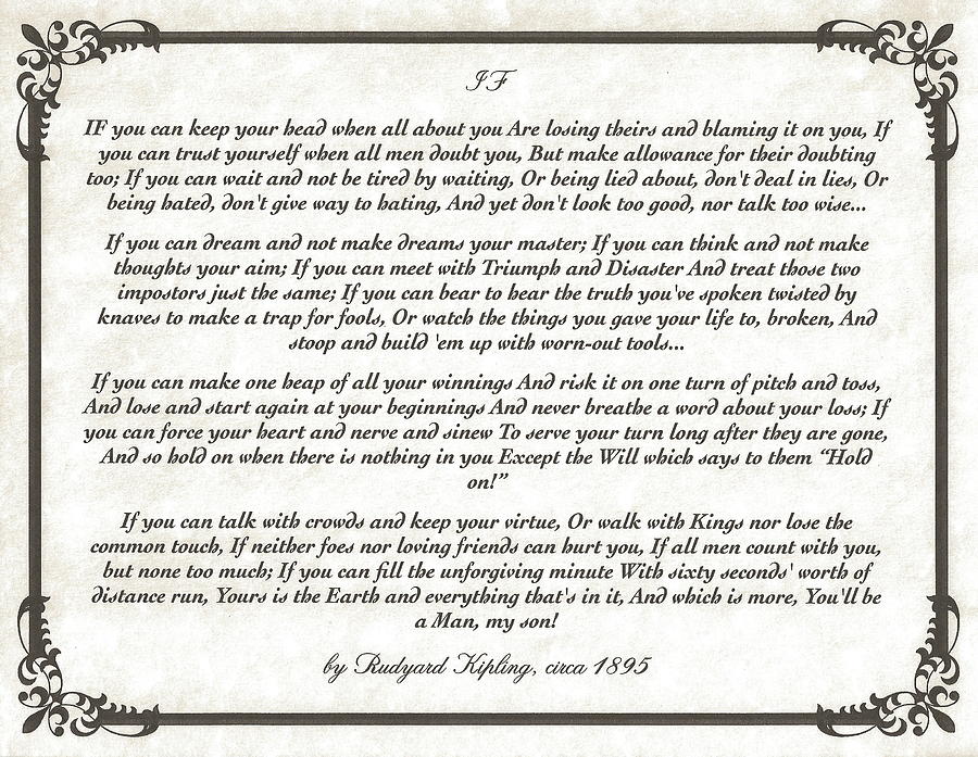 Inspirational Mixed Media - IF Poem by Rudyard Kipling by Desiderata Gallery