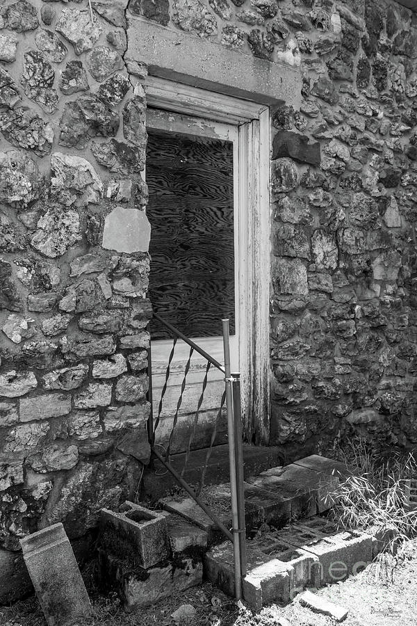 If This Back Door Could Talk Grayscale Photograph by Jennifer White