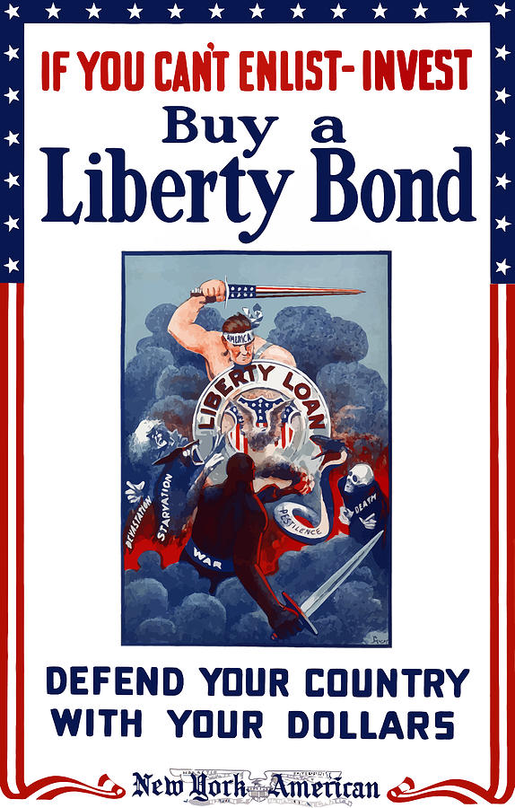 Liberty Bond Painting - If You Cant Enlist Invest by War Is Hell Store