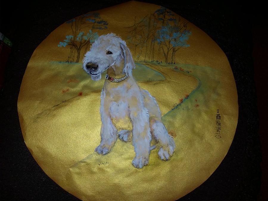 Iggy  on gold  Painting by Debbi Saccomanno Chan