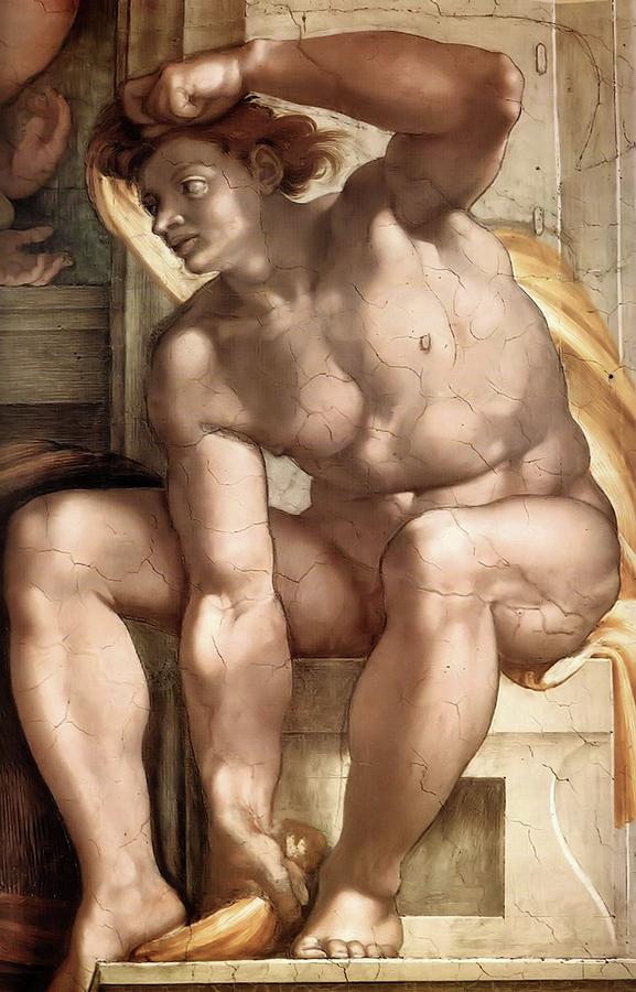 Ignudo Number One of 1510 Painting by Michelangelo Buonarroti