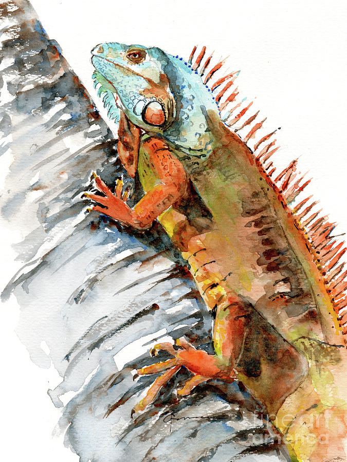 Iguana 2 Painting by Claudia Hafner