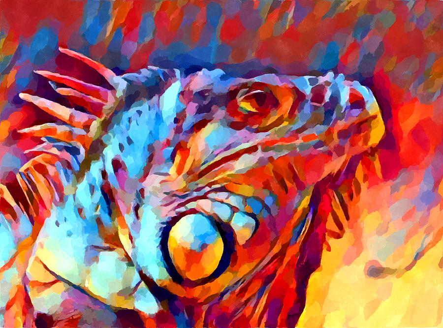 Iguana Watercolor Painting by Chris Butler