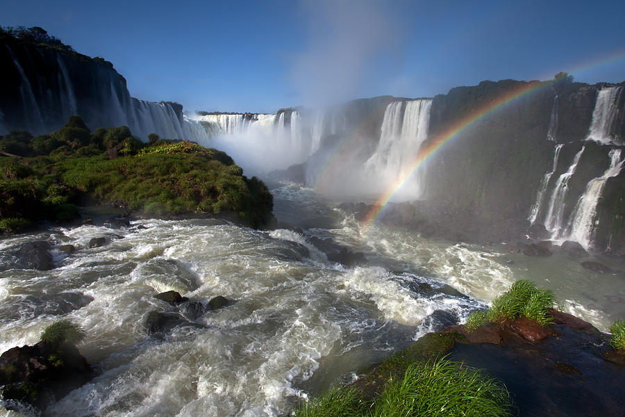 Iguassu Falls and Rainbow Photograph by Aivar Mikko