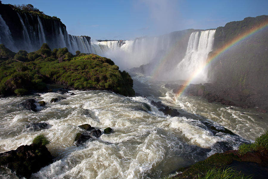 Iguassu Falls with Rainbow Photograph by Aivar Mikko