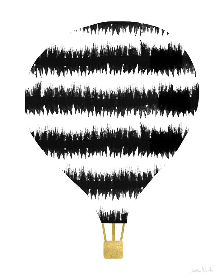 Stripe Digital Art - Ikat Stripe Hot Air Balloon- Art by Linda Woods by Linda Woods