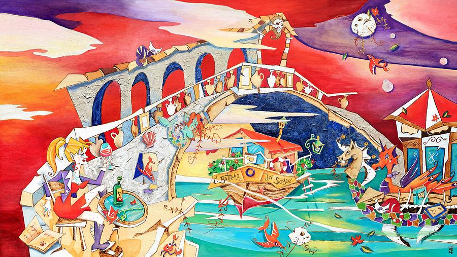 Fantasy Painting - Il Battello dei Sogni - Ponte di Rialto by Arte Venezia