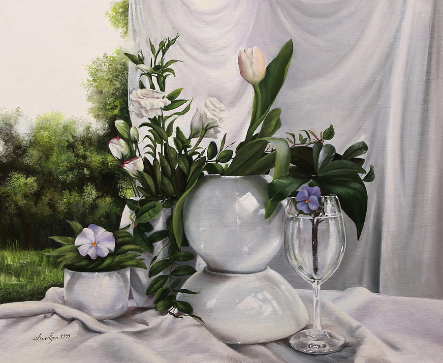 Il Fiore Nel Bicchiere Painting by Danka Weitzen
