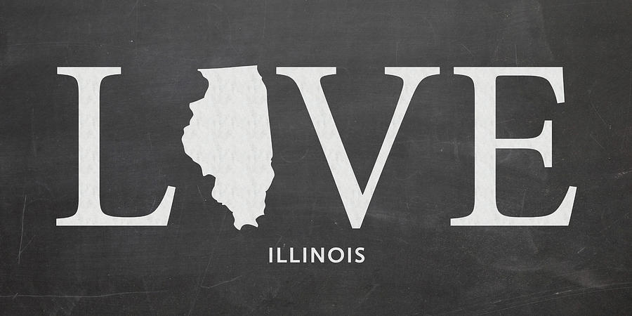 Illinois Map Mixed Media - IL Love by Nancy Ingersoll