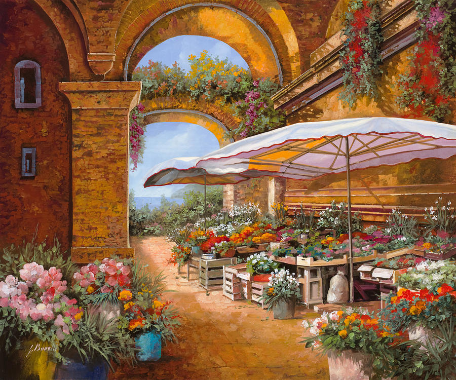 Flower Painting - Il Mercato Sotto Le Arcate by Guido Borelli