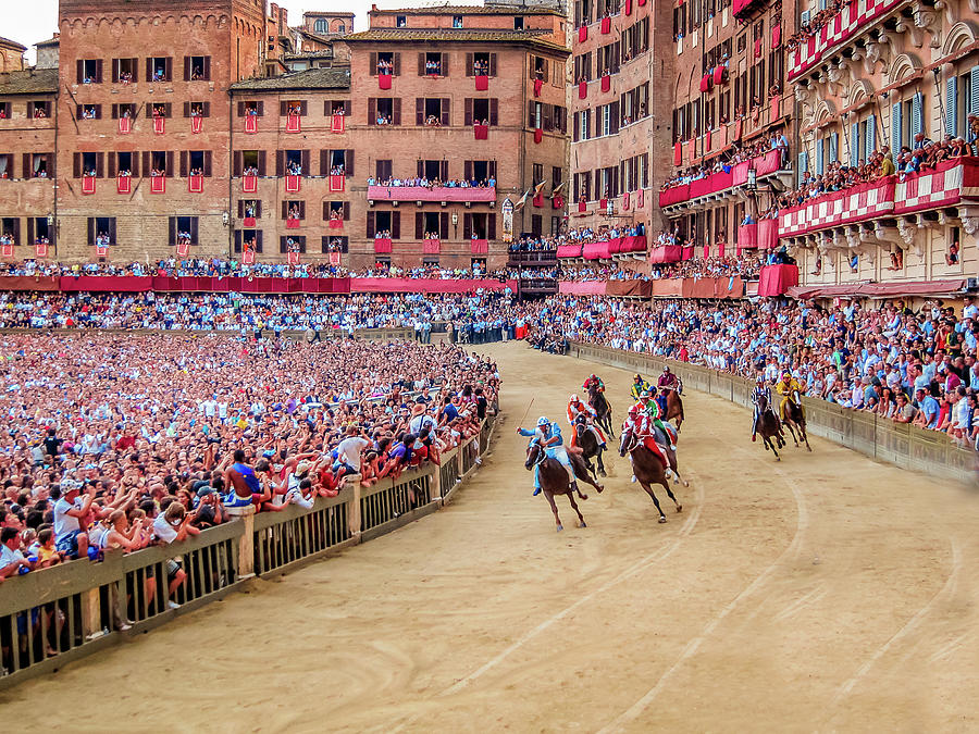 Horse Photograph - il Palio Mid-Race by Reed Jones