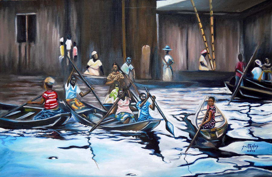 Ilaje Obalende Makoko Painting by Olaoluwa Smith