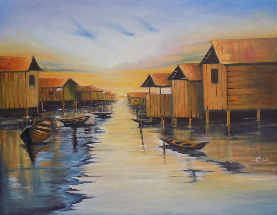 Ilaje Waterfront Painting by Olaoluwa Smith