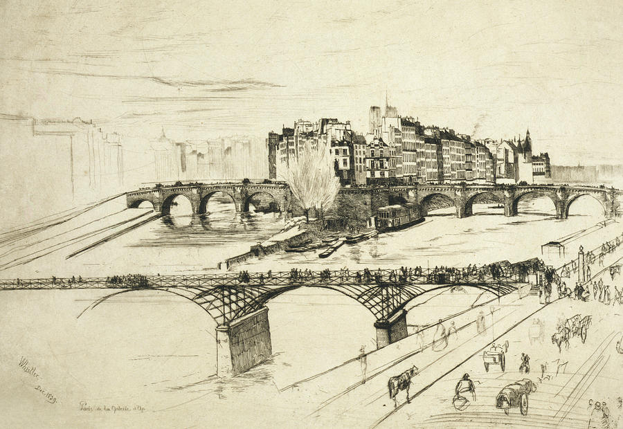 Ile de la Cite Paris Relief by James Abbott McNeill Whistler