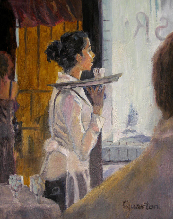 Figurative Painting - Ill Be Right With You by Lori Quarton