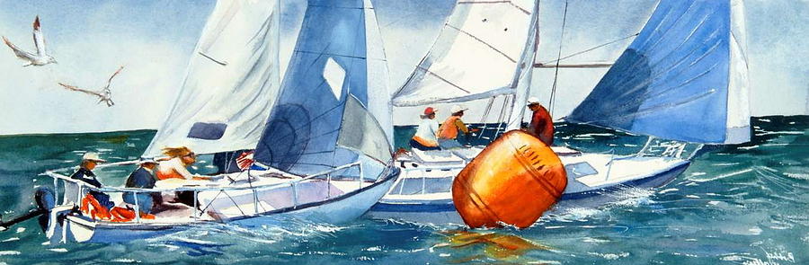 Bird Painting - Ill Beat You To The Buoy by Bobby Walters