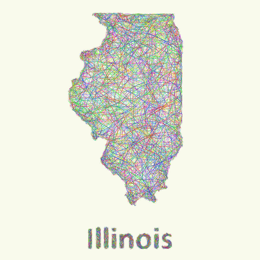 Illinois State Digital Art - Illinois line art map by David Zydd Illinois State Digital Art - Illinois line art map by David Zydd