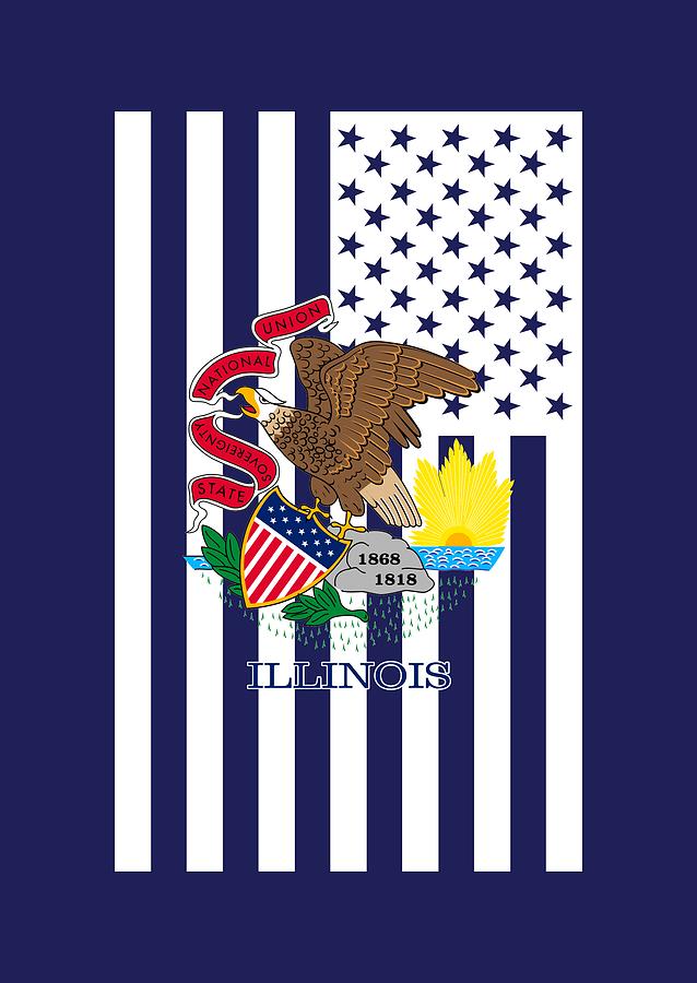 Illinois State Flag Graphic USA Styling Digital Art by Garaga Designs