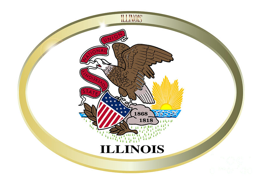 Illinois State Flag Oval Button Digital Art by Bigalbaloo Stock - Fine ...