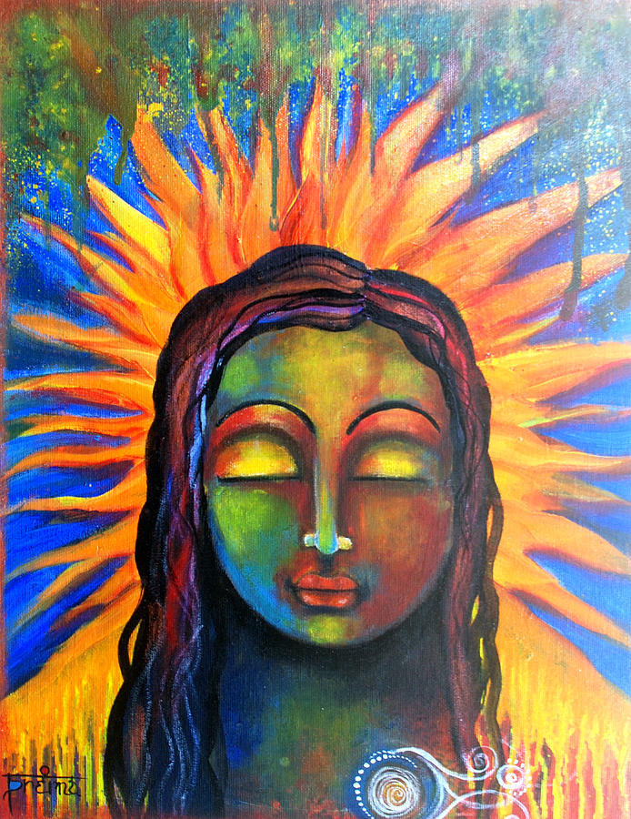 Zen Mixed Media - Illuminated by her own radiant self by Prerna Poojara Zen Mixed Media - Illuminated by her own radiant self by Prerna Poojara
