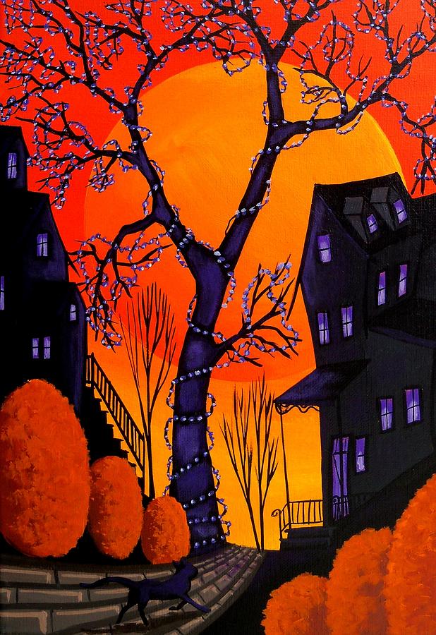 Illuminated Halloween Painting by Debbie Criswell