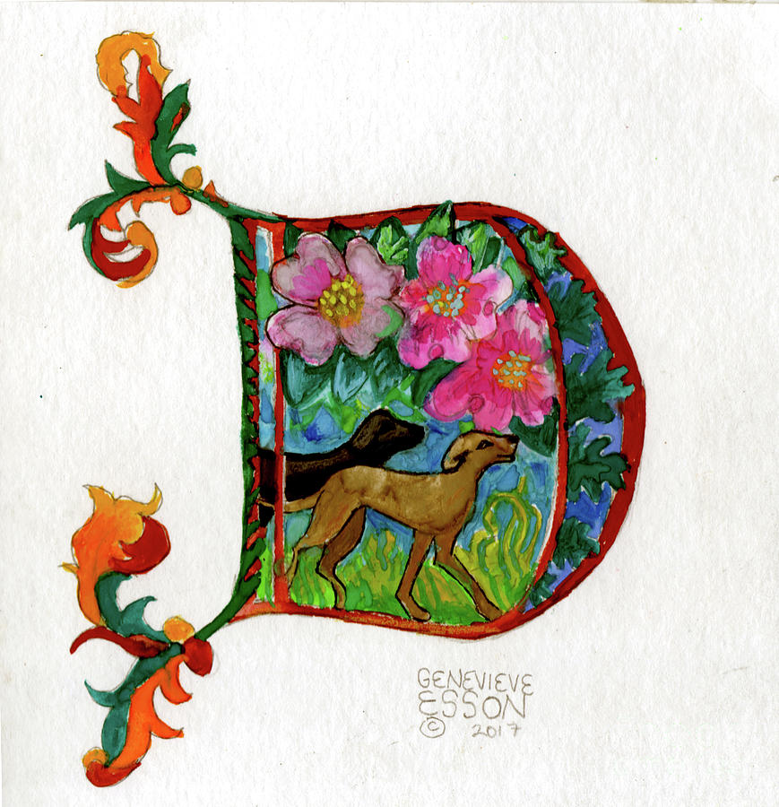 Illuminated Letter D Painting by Genevieve Esson