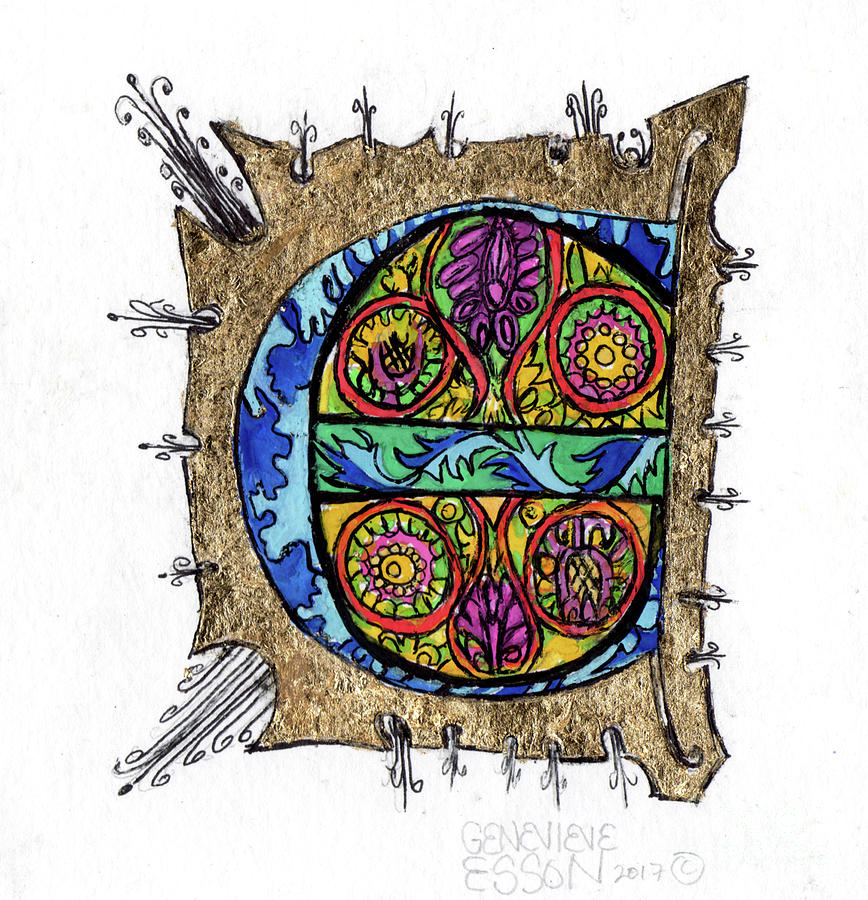 Illuminated Letter E Mixed Media by Genevieve Esson