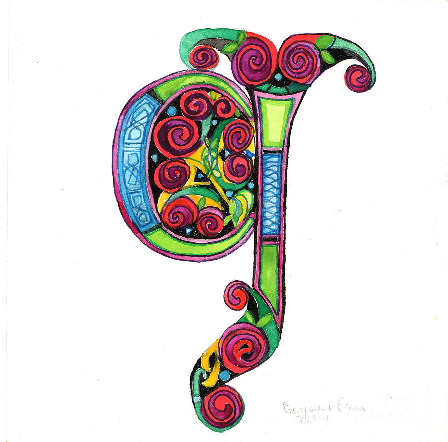 Illuminated Letter G Painting by Genevieve Esson