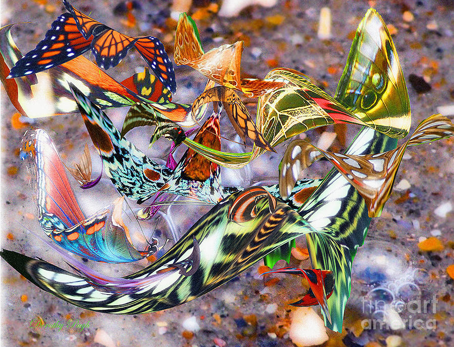Abstract Digital Art - Illusions of Butterflies by Dorothy  Pugh