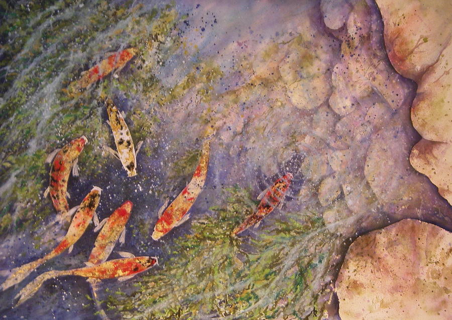 Koi Painting - Illusions of Depth by David Kelly Koi Painting - Illusions of Depth by David Kelly