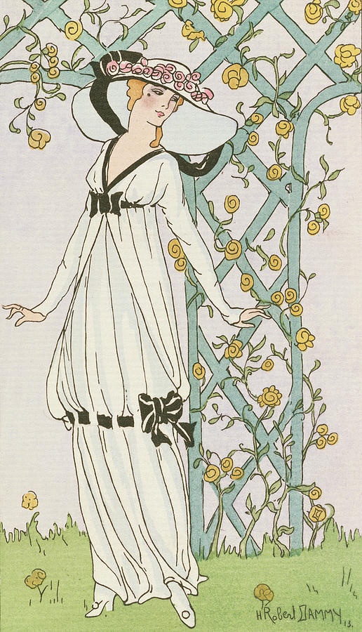 Flower Painting - Illustration from Journal des Dames et des Modes by H Robert Dammy