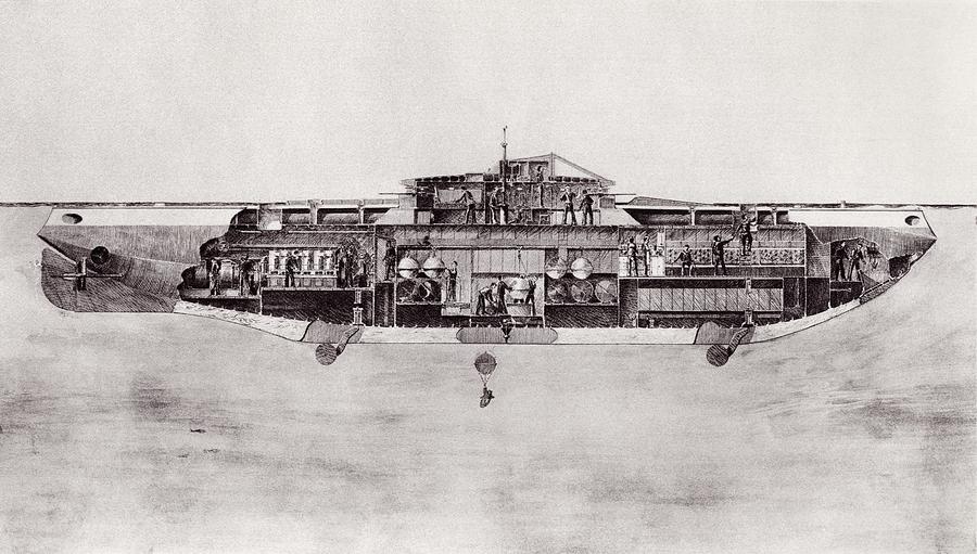 1800s submarine drawing