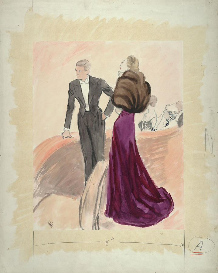 Illustration Of A Woman And Man Dressed Digital Art by Carl Oscar August Erickson