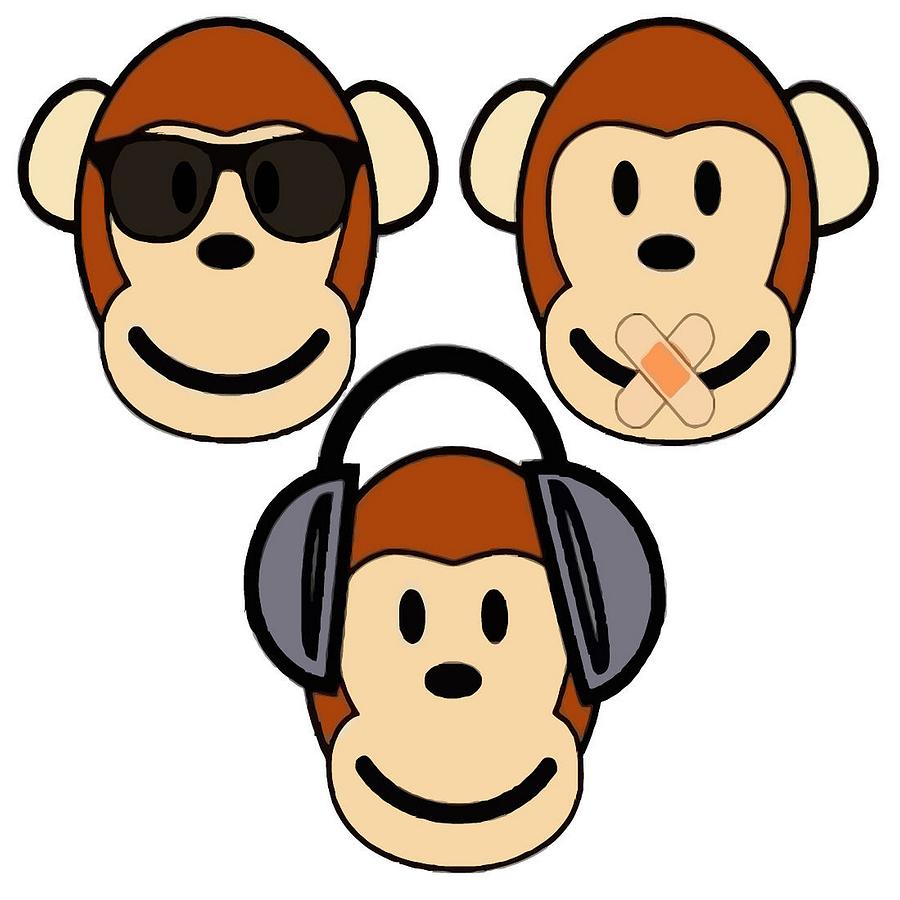ik wil Verplaatsbaar fenomeen Illustration of Cartoon Three Monkeys See Hear Speak No Evil Digital Art by  Taiche Acrylic Art - Pixels